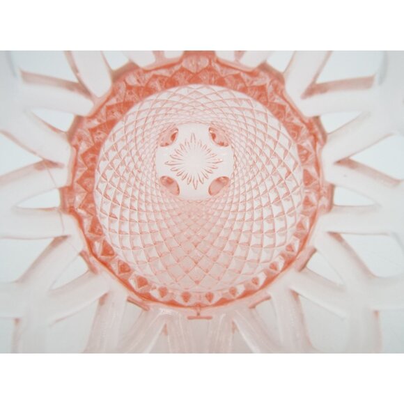 Vintage Imperial Glass Pink Diamond Point Lace Edge Vase - Picture 7 of 11